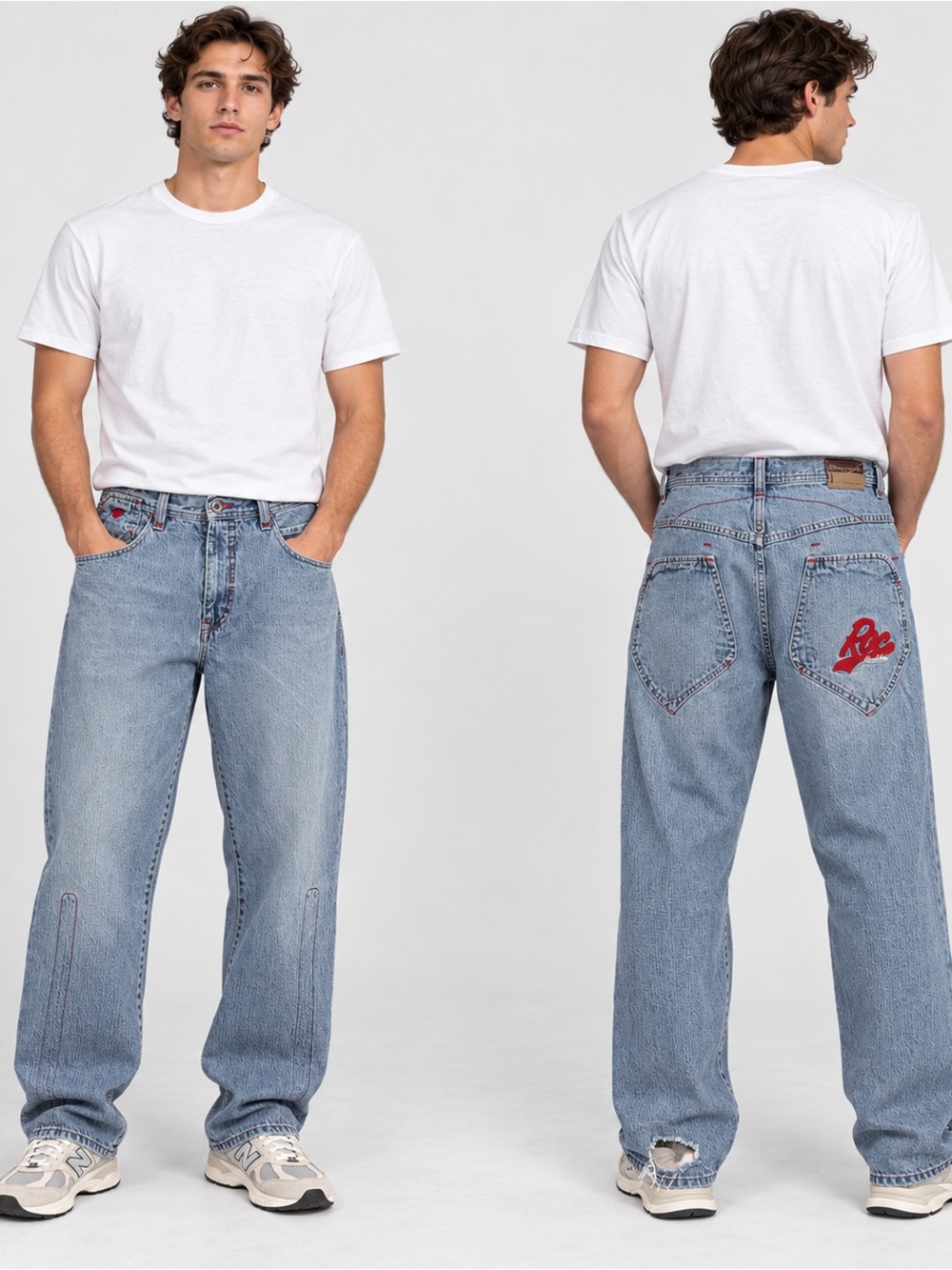 Rocawear Men’s Baggy Light Wash Jeans 36x34 Y2K Streetwear